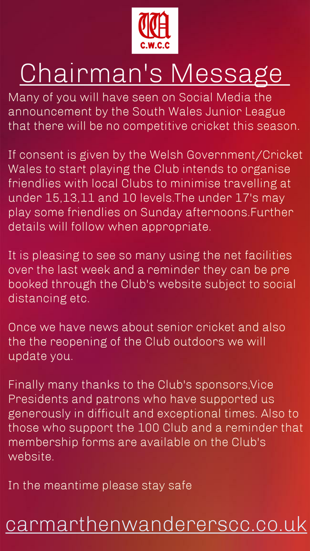 Club Update- July 2020